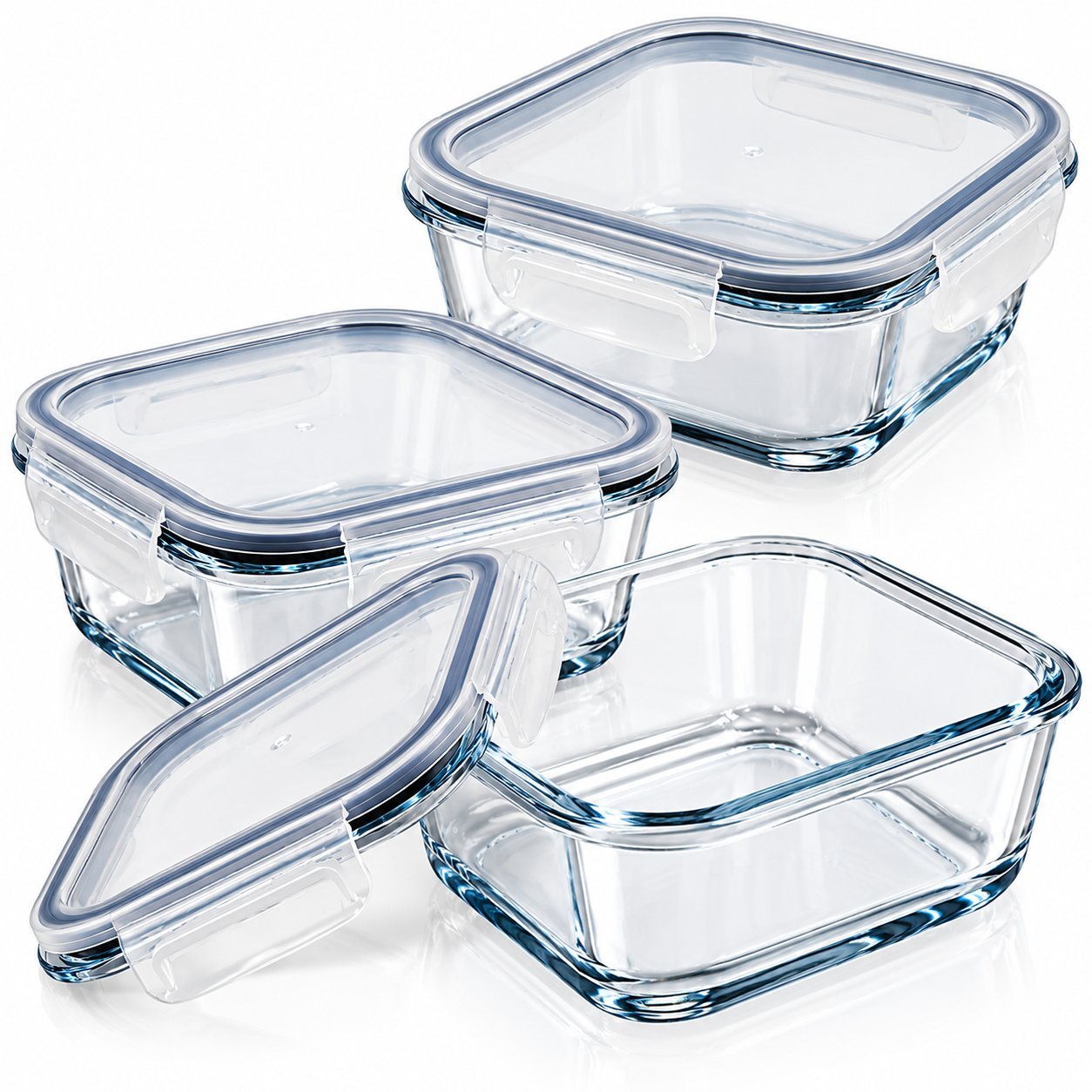 Glass Meal Prep Containers - Glass Meal Prep Containers 3-Piece Set – Premium 550ml Square Airtight Food Storage Boxes with Leakproof Lids